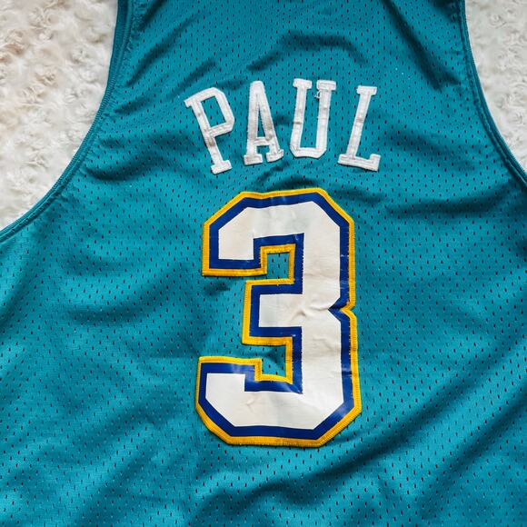 NBA New Orleans Hornets Chris Paul 3 Adidas Blue Jersey Length + 2 Mens Medium - Picture 7 of 7